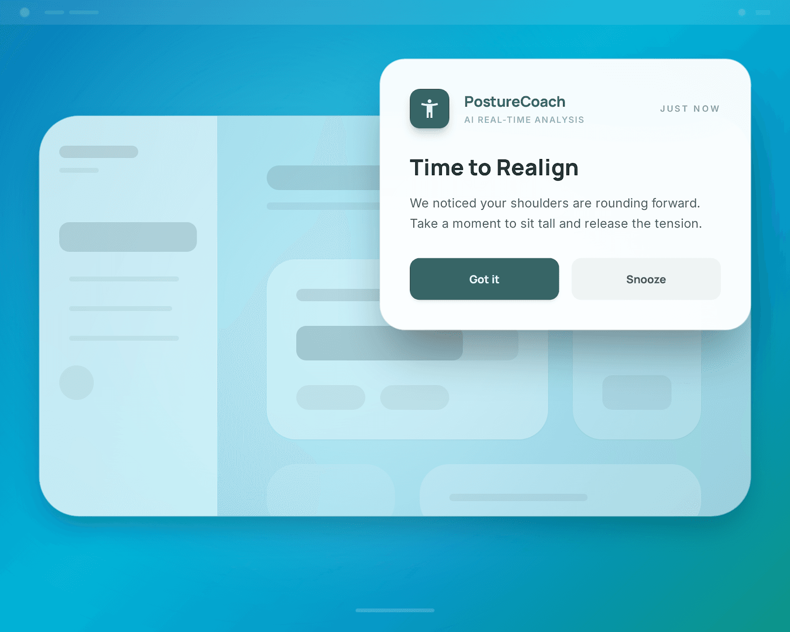 Product preview of the Posture Coach desktop app